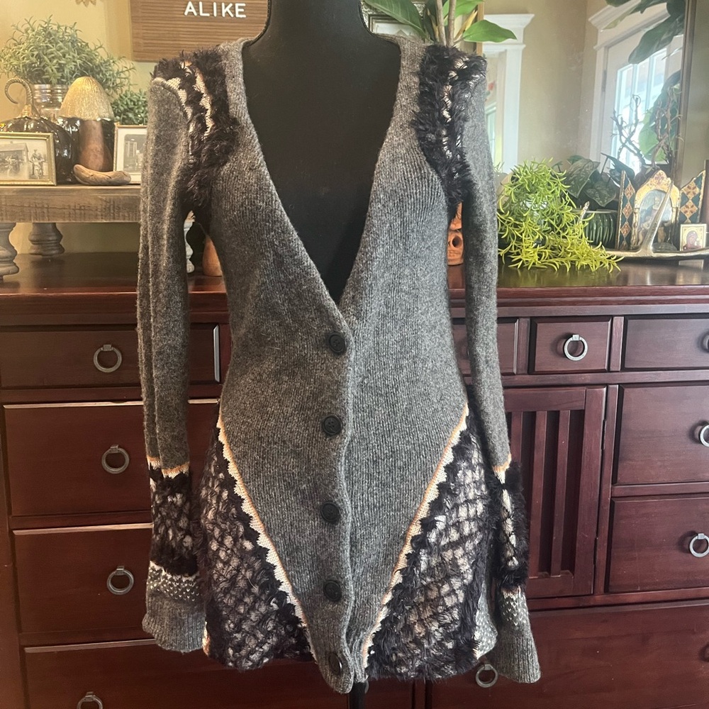 Anthropologie Sleeping on Snow Women's Cardigan Sweater unique Details Sz XSP